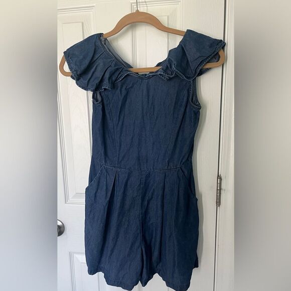 Habitual Girls Denim Chambray Romper Size 12 - Picture 2 of 5